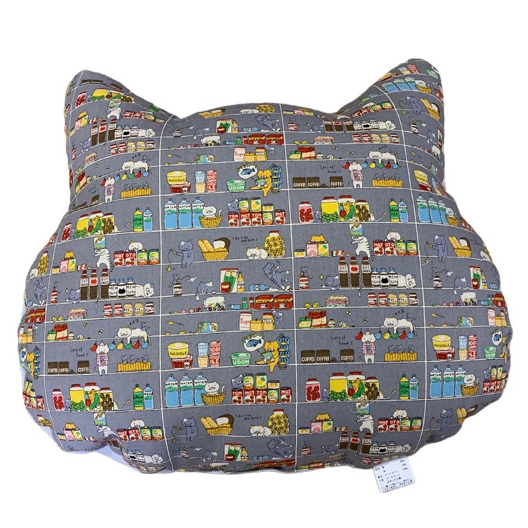 ねこ顔ビーズクッション（国産クッション） パントリー・グレー | 商品紹介 | マインドフルネスdays 有限会社エール