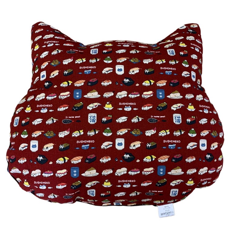 ねこ顔ビーズクッション（国産クッション） 寿司・エンジ | 商品